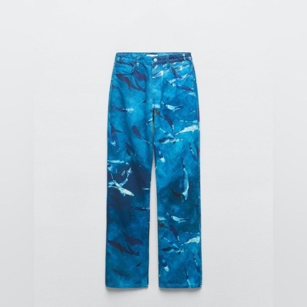 ZARA STRAIGHT FIT PRINTED JEANS